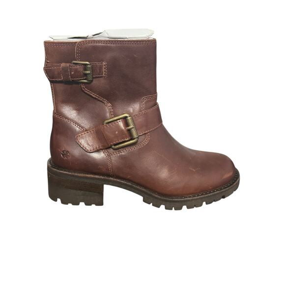 New! Lucky Brand Taini Moto Leather Biker Buckle Strap Combat Bootie - Size 6.5 - Picture 4 of 15